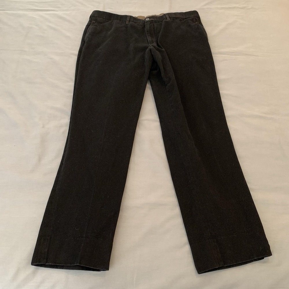 Isaia Pants Mens 36x32 Black Cotton Chino Straight Leg Made In Italy Casual